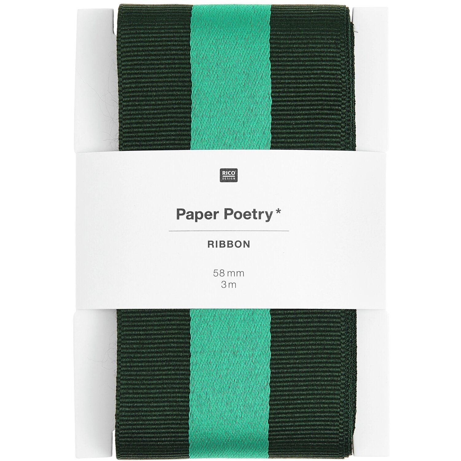 WOVEN RIBBON DUO STRIPES GREEN 58mm - OTHERLETTERS