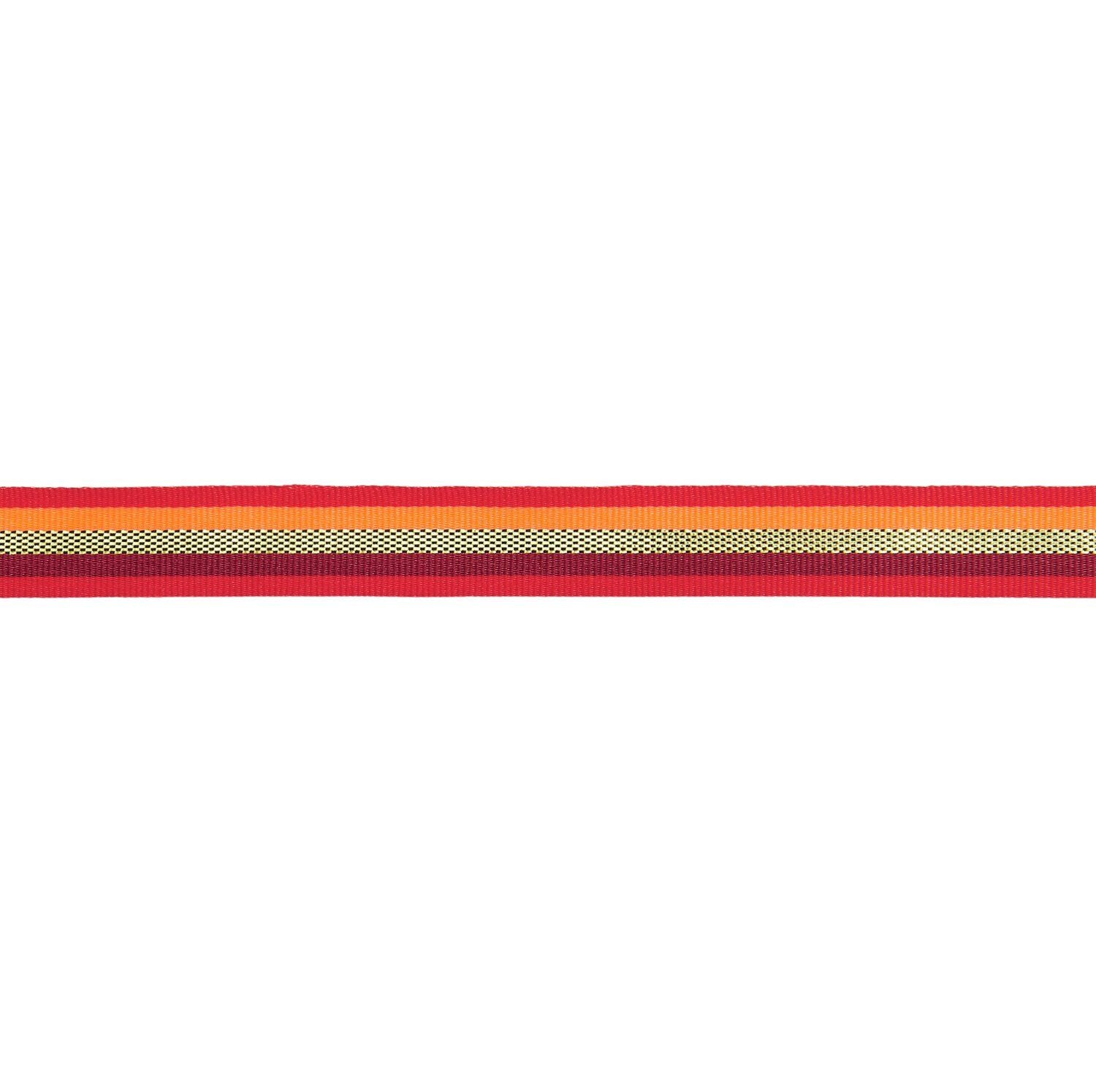 WOVEN RIBBON MULTI STRIPES RED/ ORANGE/ GOLD 13mm - OTHERLETTERS