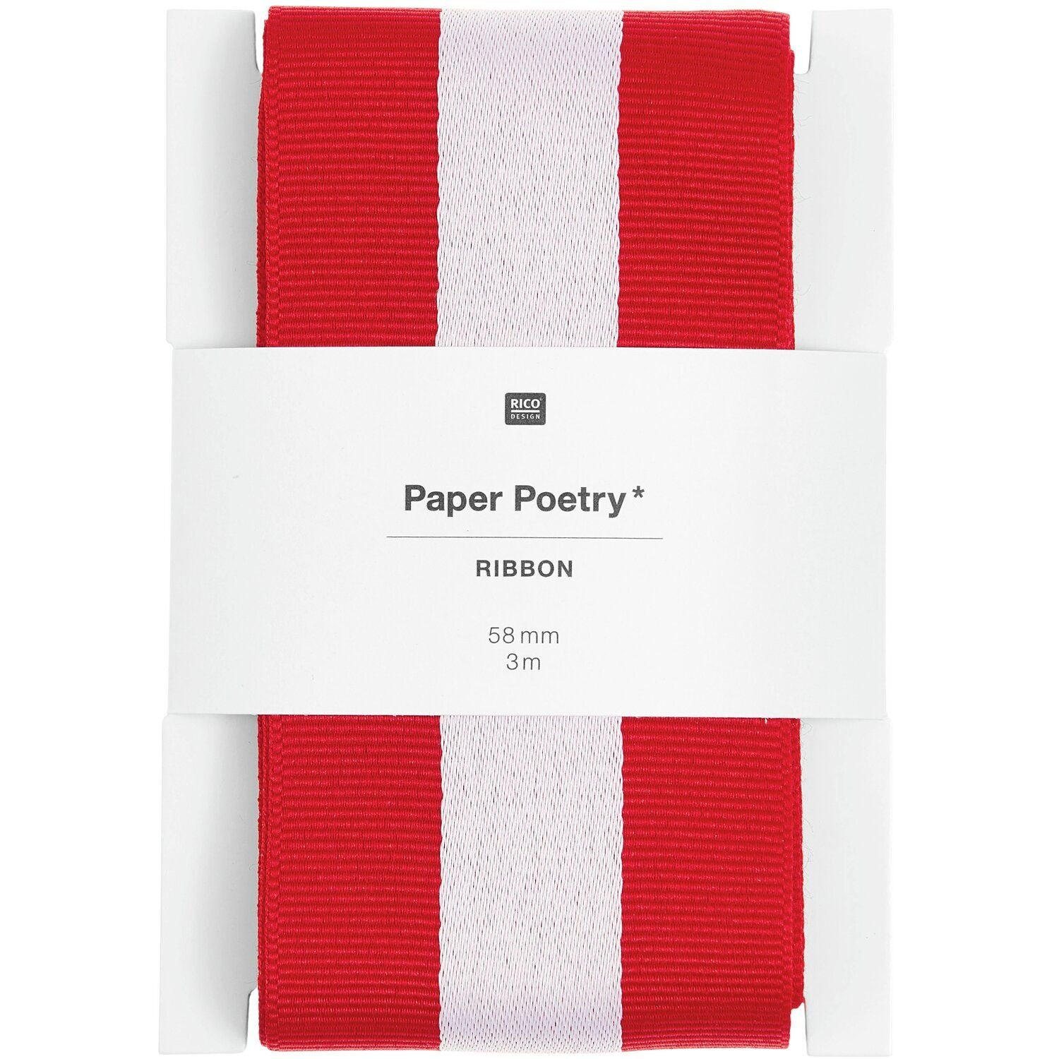 WOVEN RIBBON DUO STRIPES RED & WHITE 58mm - OTHERLETTERS