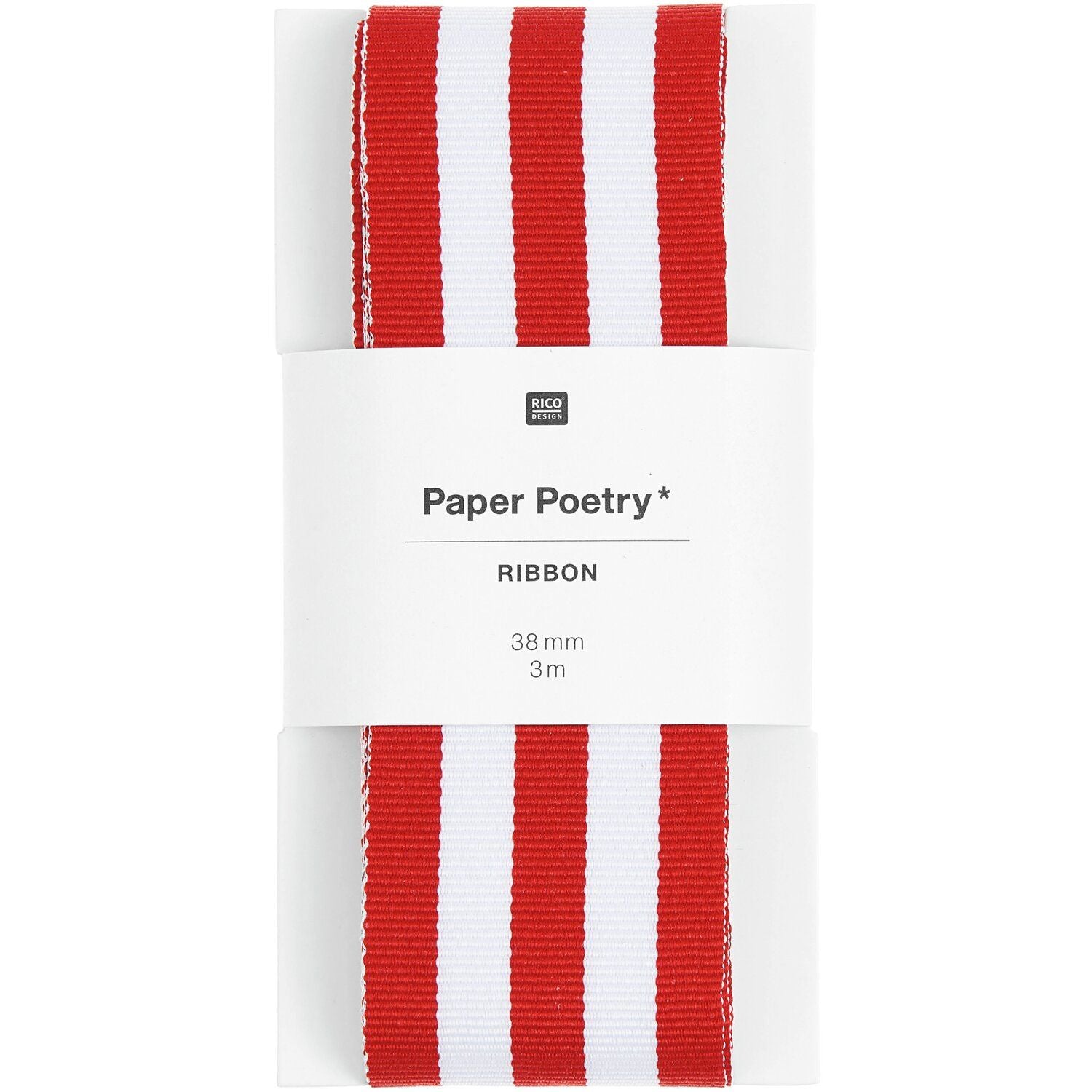WOVEN RIBBON DUO STRIPES | RED/ WHITE 38mm - OTHERLETTERS
