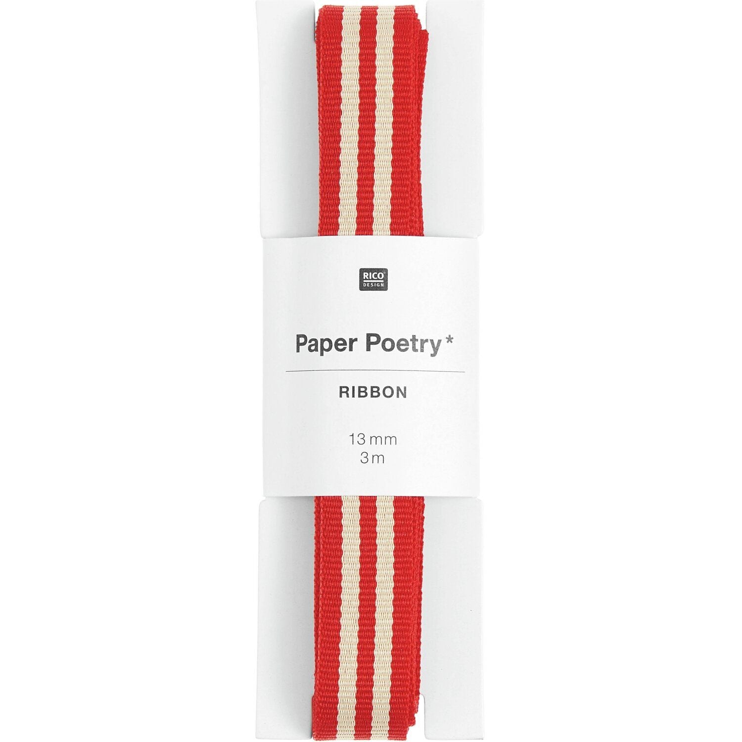 WOVEN RIBBON DUO STRIPE | RED & WHITE 13mm - OTHERLETTERS