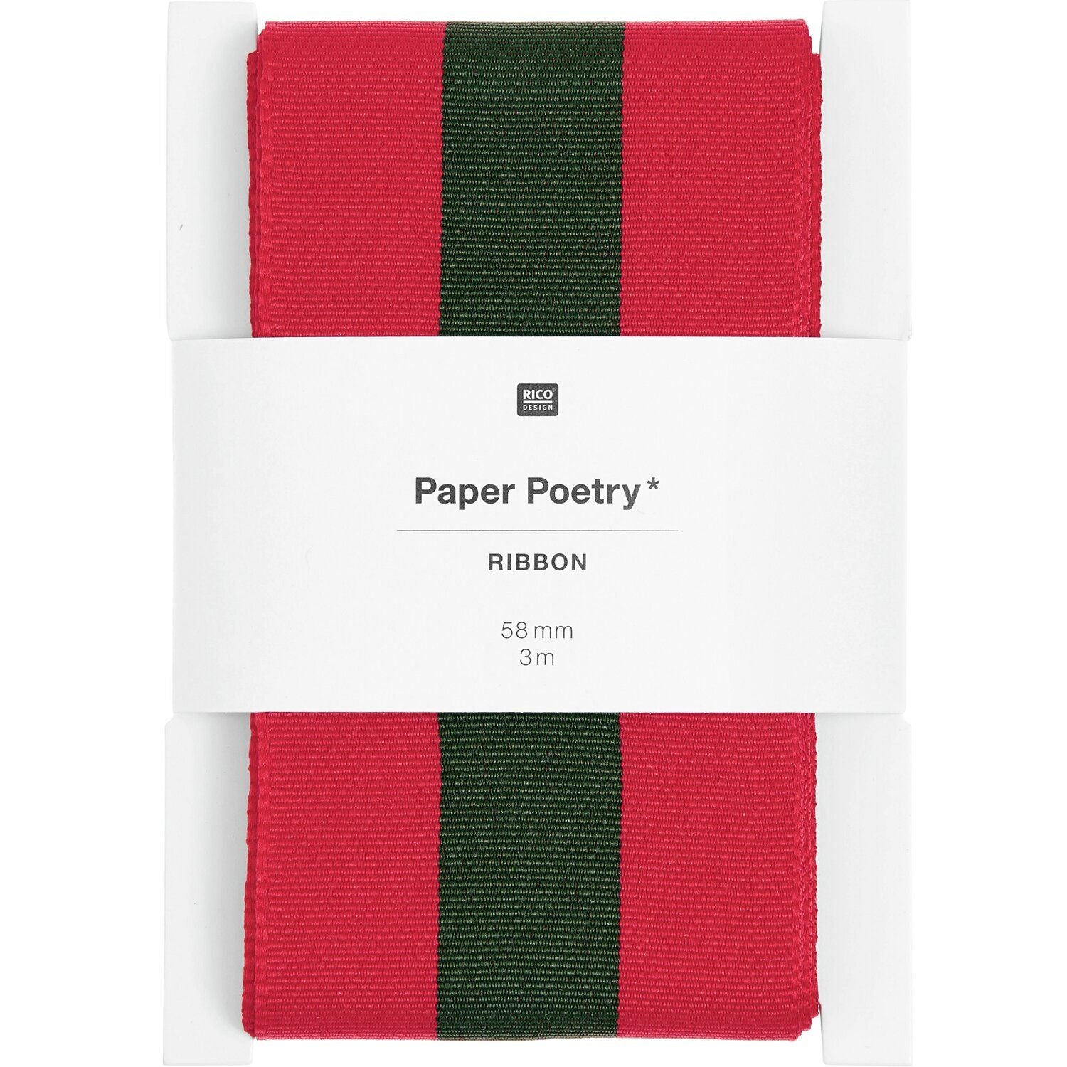 WOVEN RIBBON DUO STRIPES | RED/ GREEN 58mm - OTHERLETTERS
