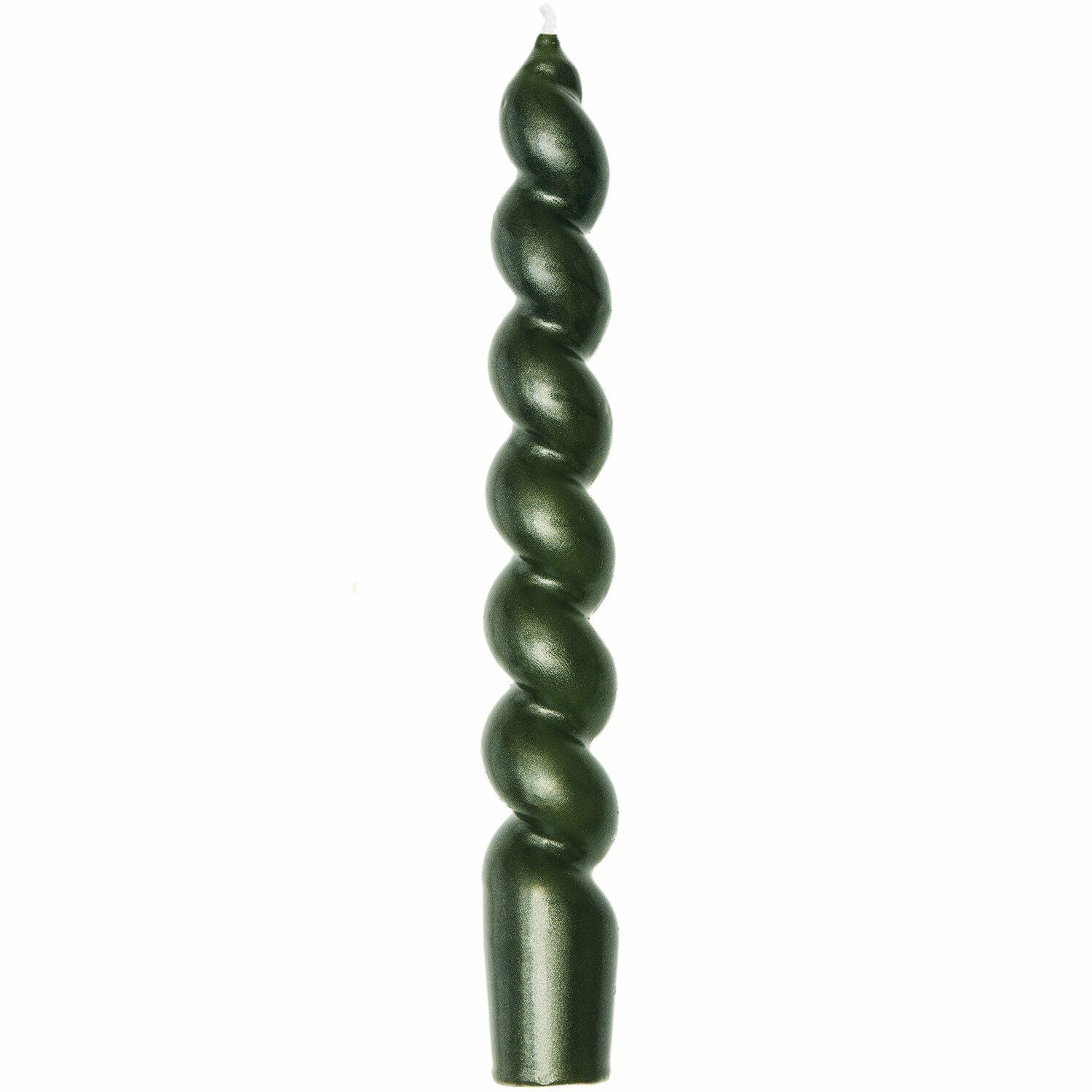SHORT SPIRAL CANDLE | METALLIC DARK GREEN - OTHERLETTERS