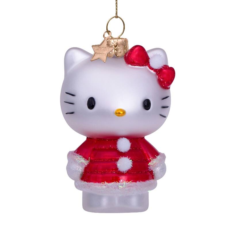 HELLO KITTY WITH SANTA DRESS GLASS TREE DECORATION - OTHERLETTERS