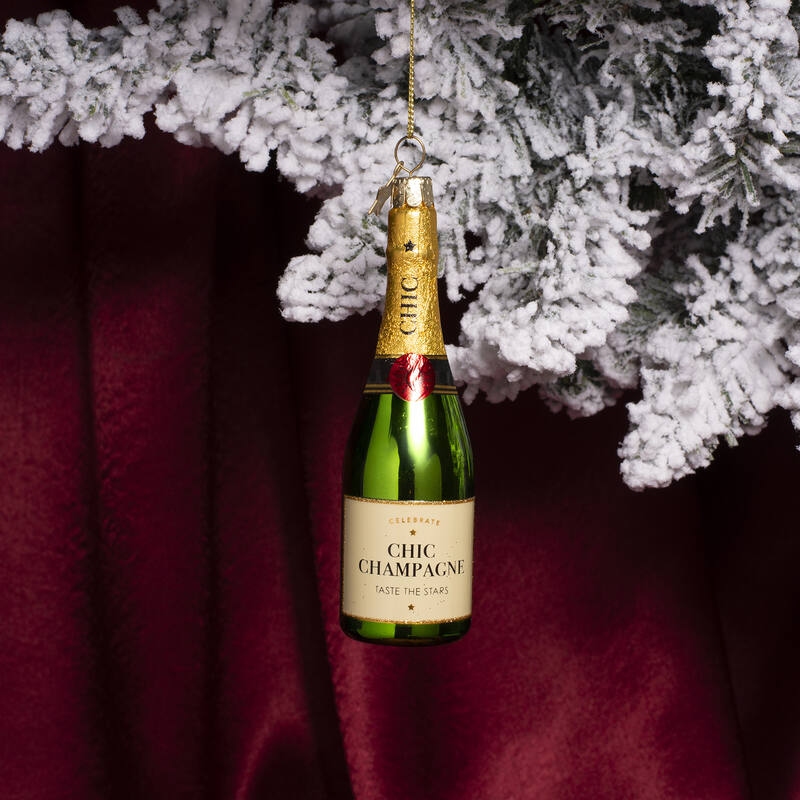 CHIC CHAMPAGNE BOTTLE GLASS TREE DECORATION - OTHERLETTERS