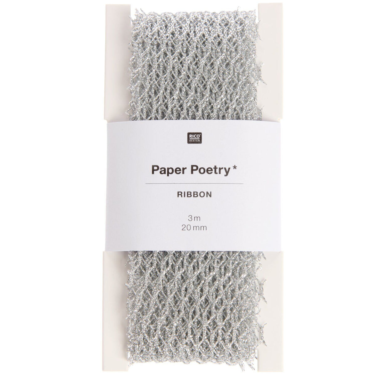 SILVER GLITTER MESH RIBBON