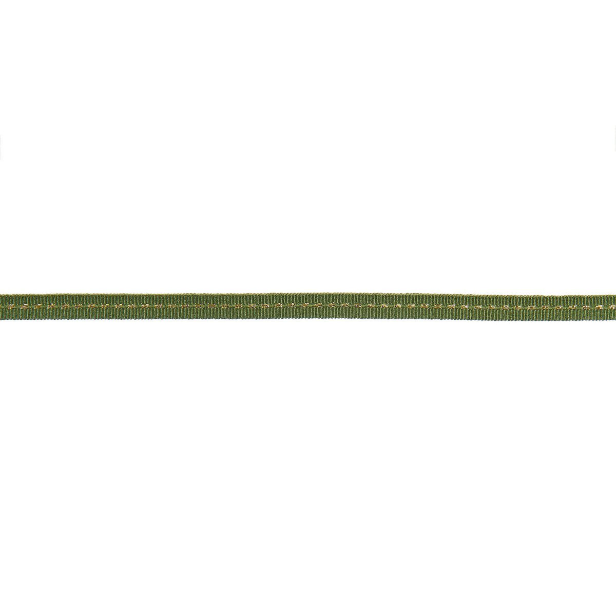 DARK GREEN RIBBON WITH GOLD STITCHING 7mm