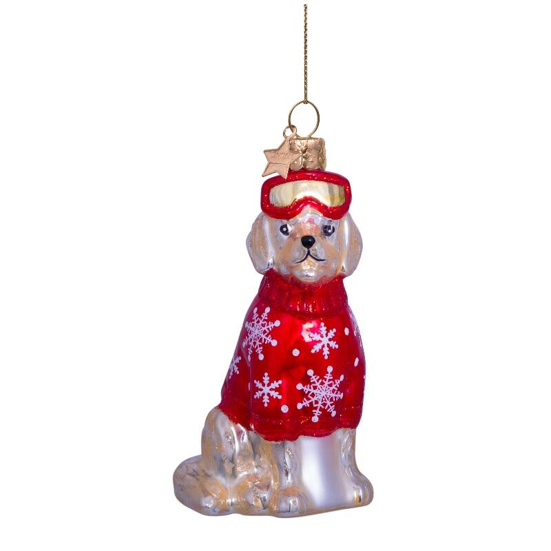 GOLDEN RETRIEVER WITH SKI OUTFIT GLASS TREE DECORATION - OTHERLETTERS