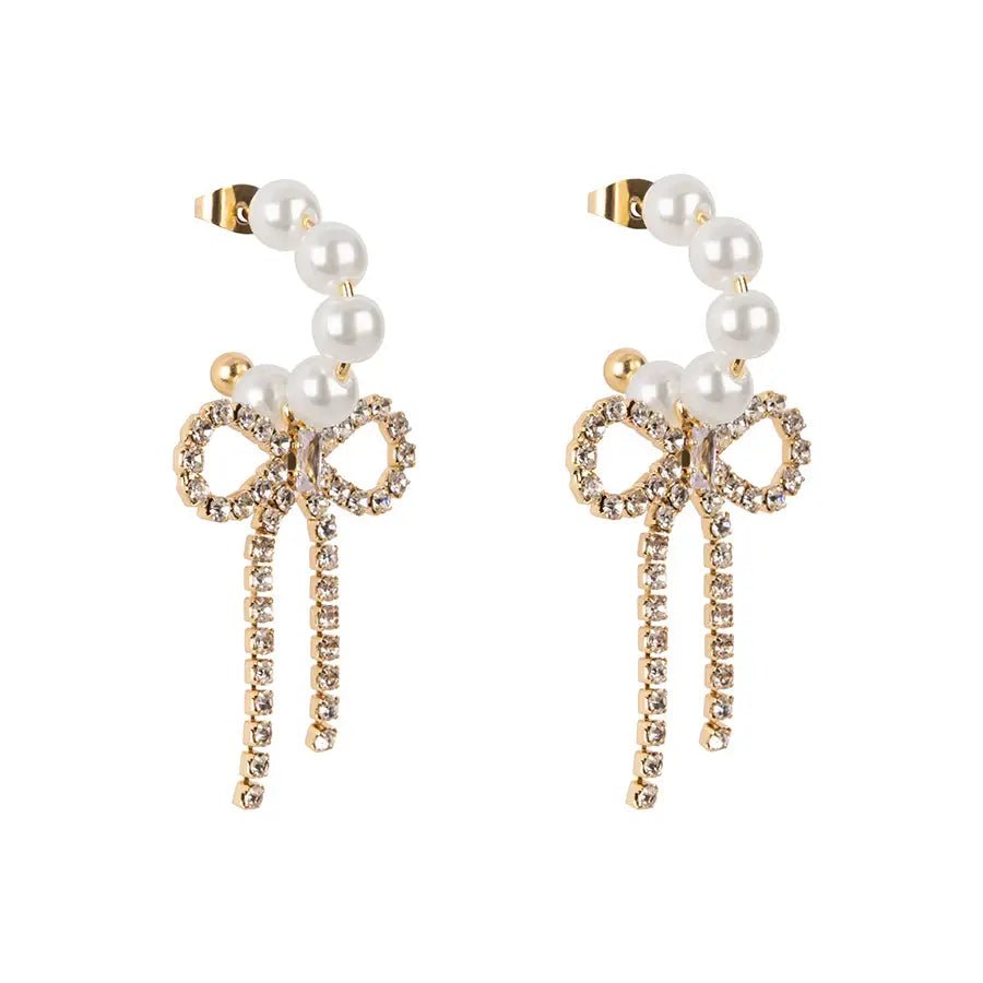 GLITTER BOW TIE HOOP EARRINGS - OTHERLETTERS