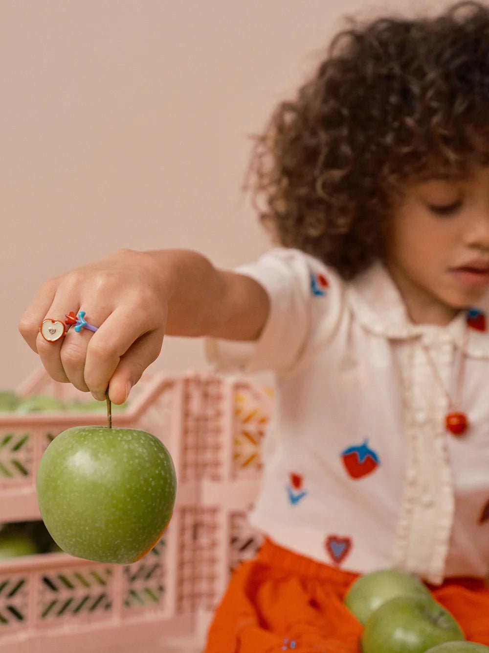 3 PACK APPLE AND FLOWERS RING SET - OTHERLETTERS