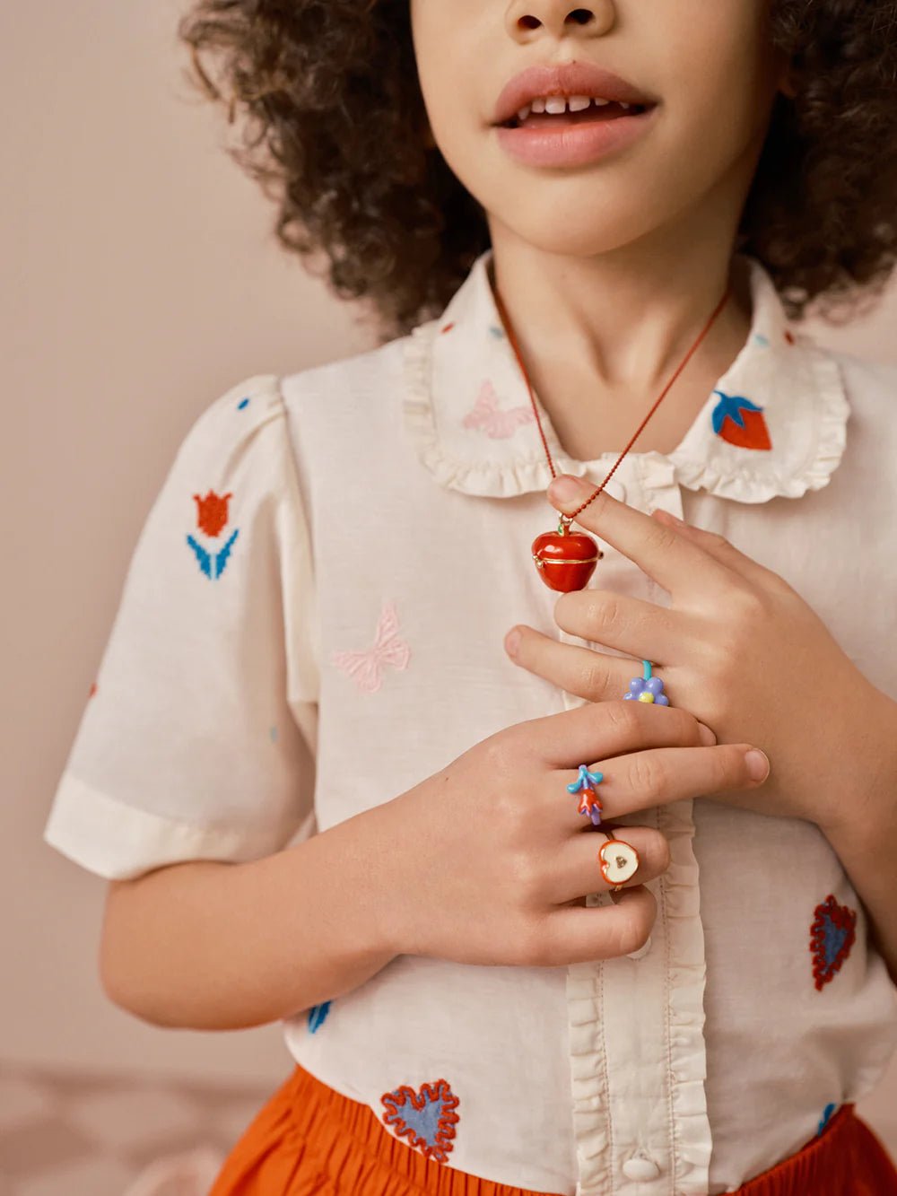 3 PACK APPLE AND FLOWERS RING SET - OTHERLETTERS