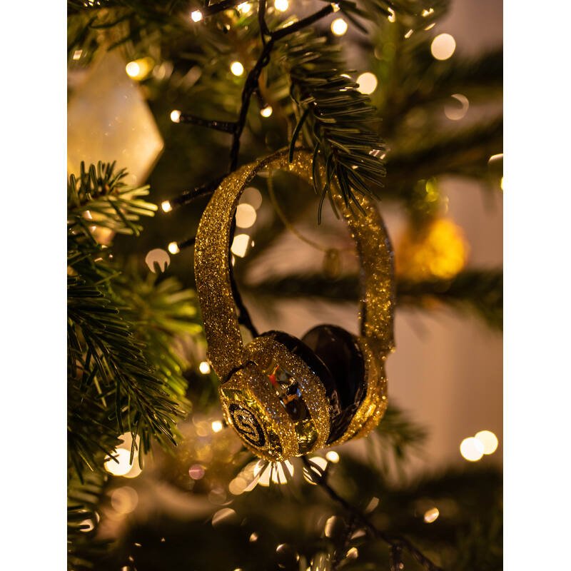 GOLD GLITTER HEADSET GLASS TREE DECORATION - OTHERLETTERS
