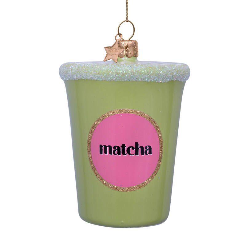 MATCHA TEA LATTE GLASS TREE DECORATION - OTHERLETTERS