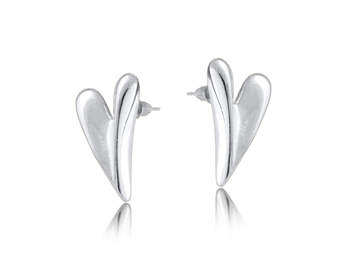 CASSIA FOLDED HEART STUD EARRINGS | SILVER - OTHERLETTERS