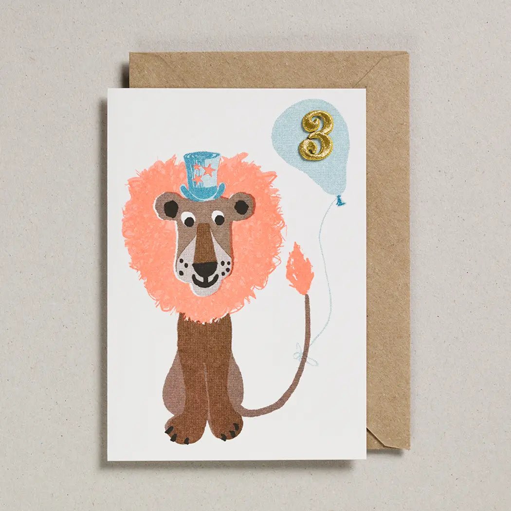 AGE 3 LION CONFETTI PETS CARD | CARD BY PETRA BOASE - OTHERLETTERS