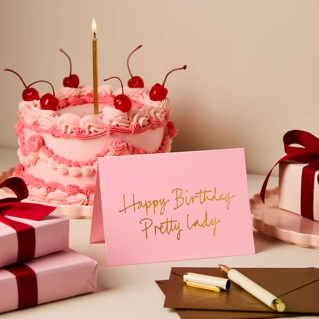 HAPPY BIRTHDAY PRETTY LADY (PEONY PINK) | CARD BY GABRIELLE & CELINE - OTHERLETTERS