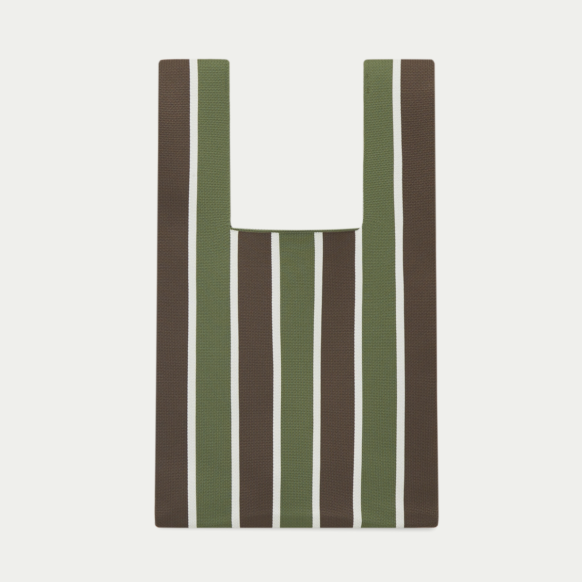 GREEN AND BROWN STRIPE KNITTED BAG | MEDIUM