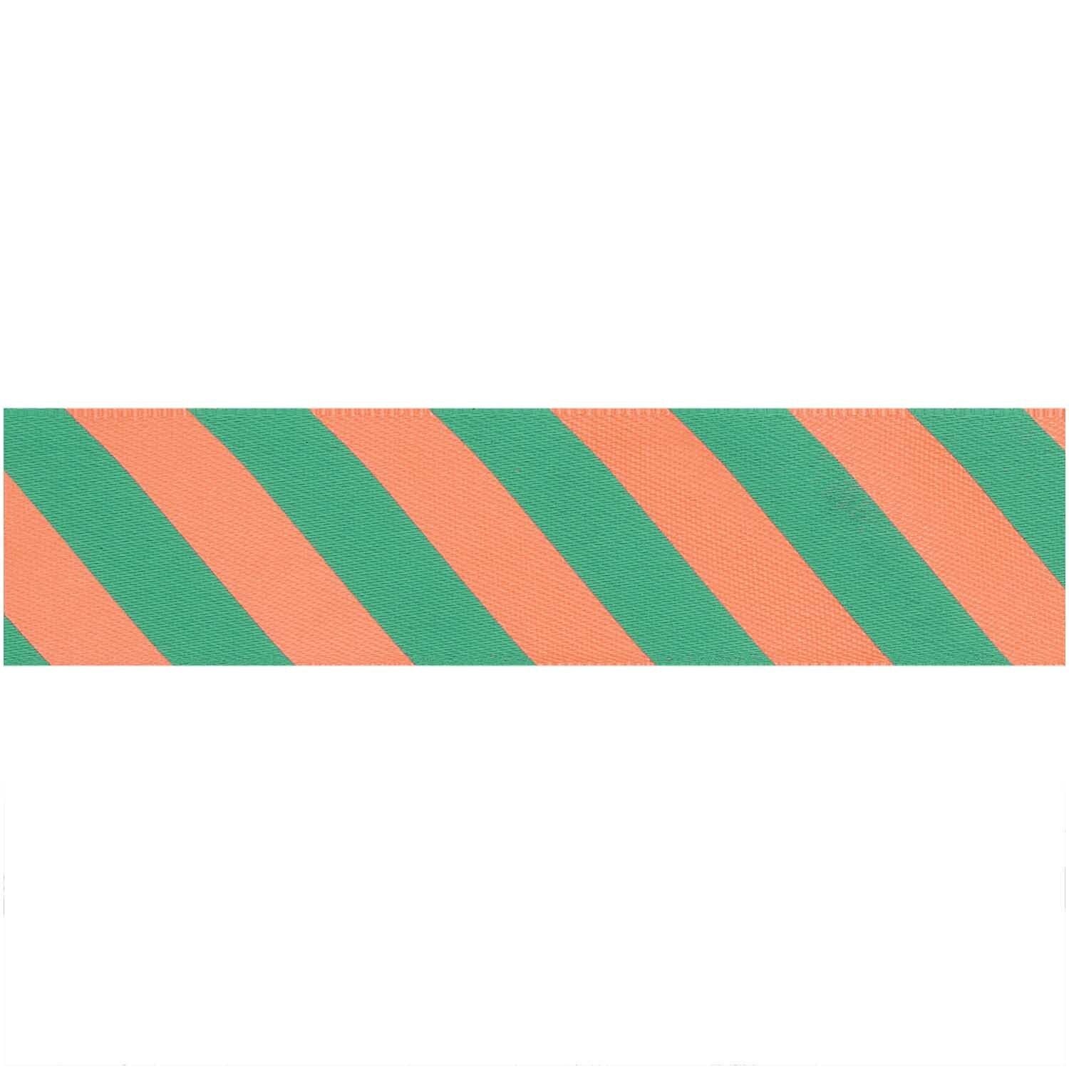 SATIN RIBBON STRIPES | GREEN/ NEON ORANGE 25mm - OTHERLETTERS