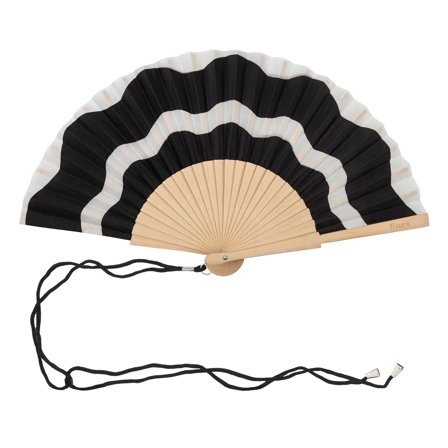 BLACK AND WHITE WAVES HAND FAN