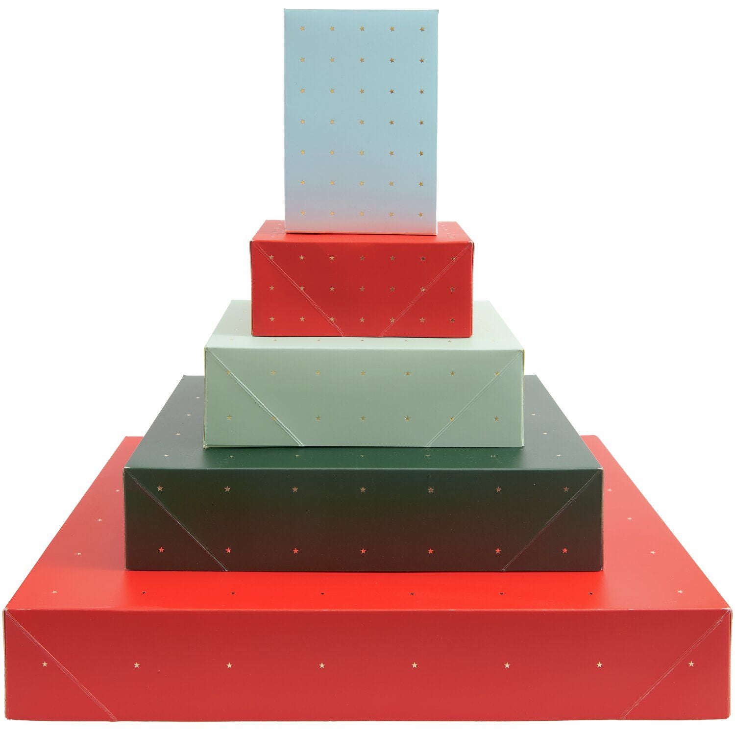 PAPER BOX SET | RED & GREEN w STARS - OTHERLETTERS