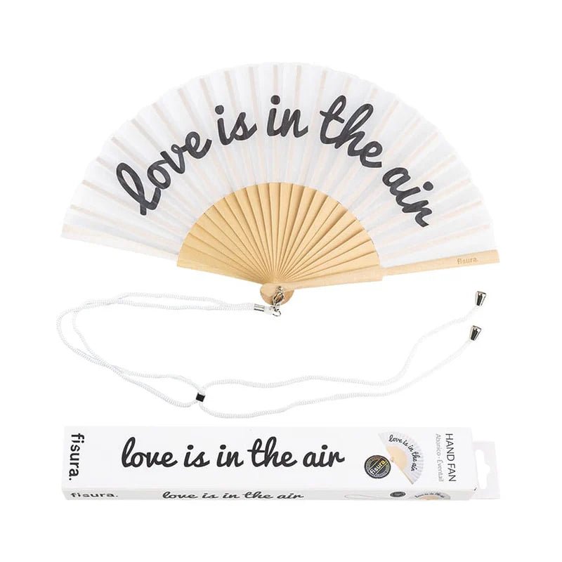 WHITE 'LOVE IS IN THE AIR' HAND FAN - OTHERLETTERS