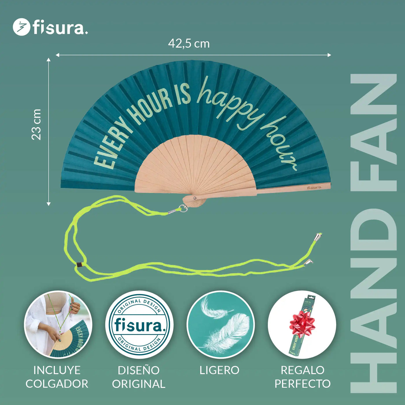 GREEN "EVERY HOUR IS HAPPY HOUR" HAND FAN