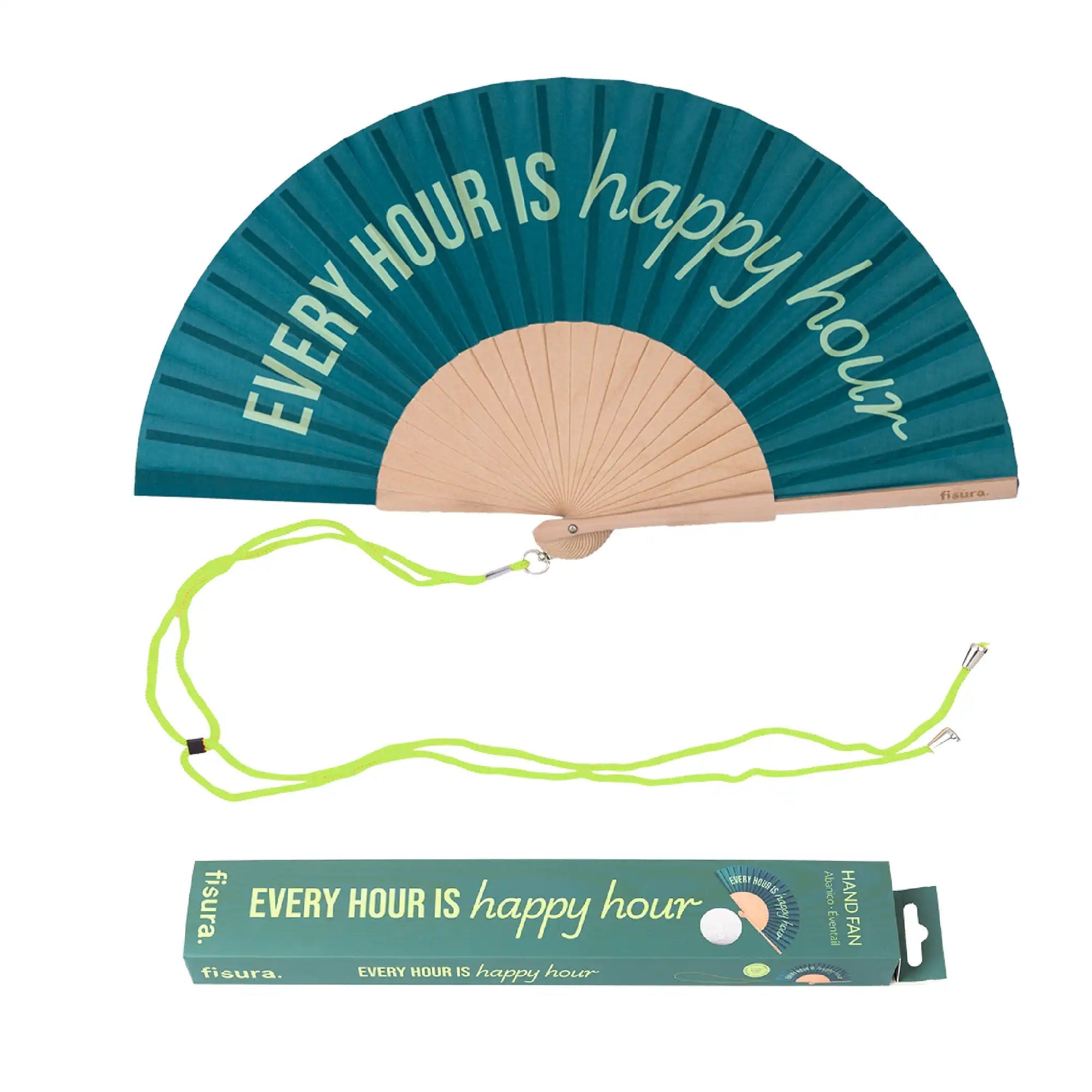 GREEN "EVERY HOUR IS HAPPY HOUR" HAND FAN