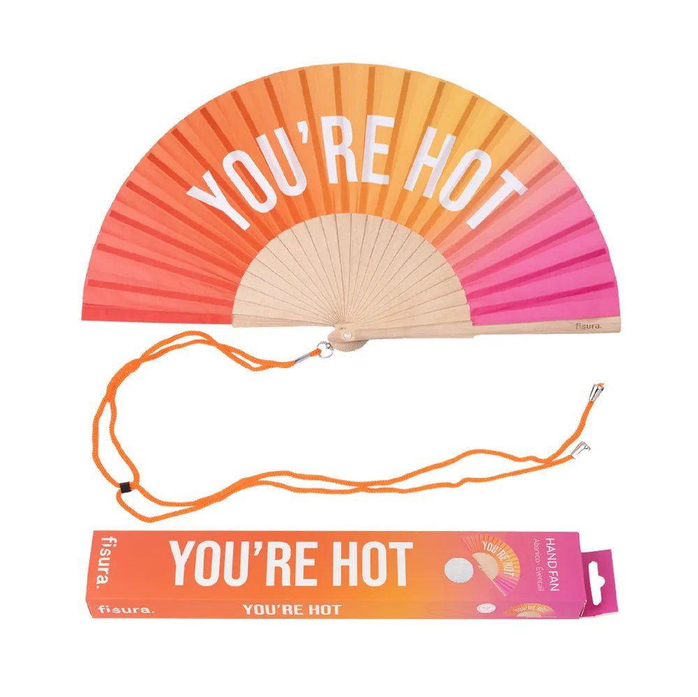 PINK & ORANGE "YOU'RE HOT" HAND FAN - OTHERLETTERS