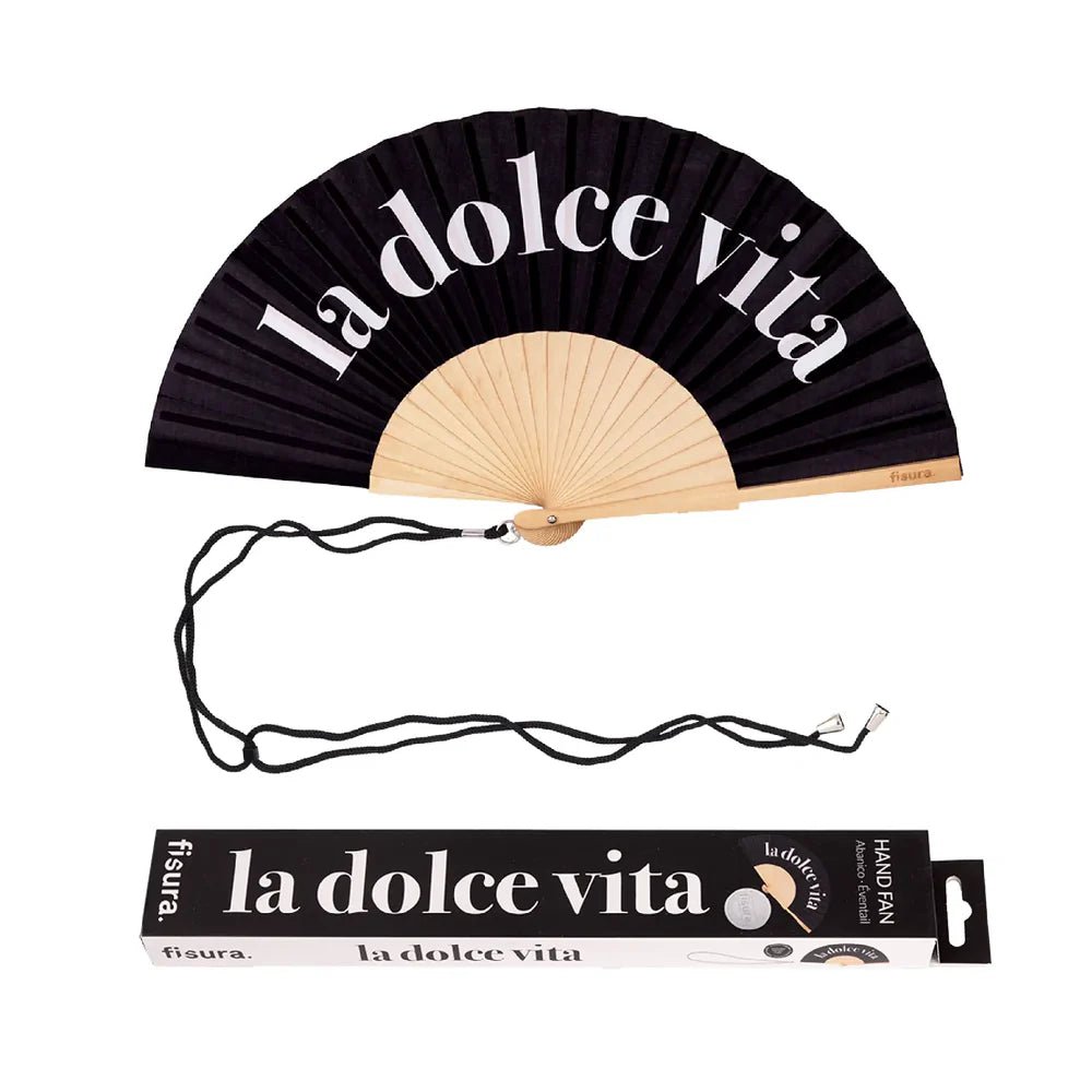 BLACK "LA DOLCE VITA" HAND FAN - OTHERLETTERS