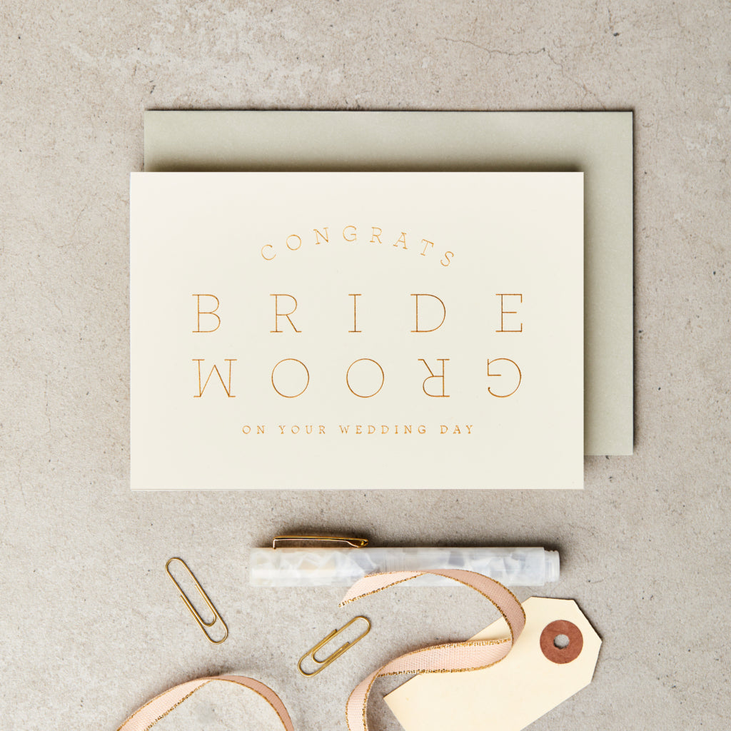 CONGRATS BRIDE & GROOM WHITE | CARD BY KATIE LEAMON