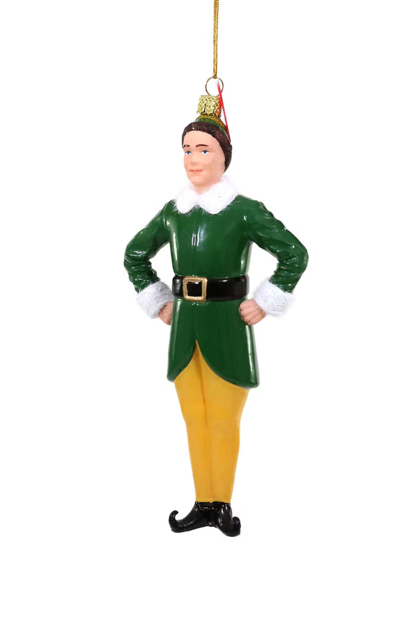 SANTA'S HELPER GLASS TREE DECORATION
