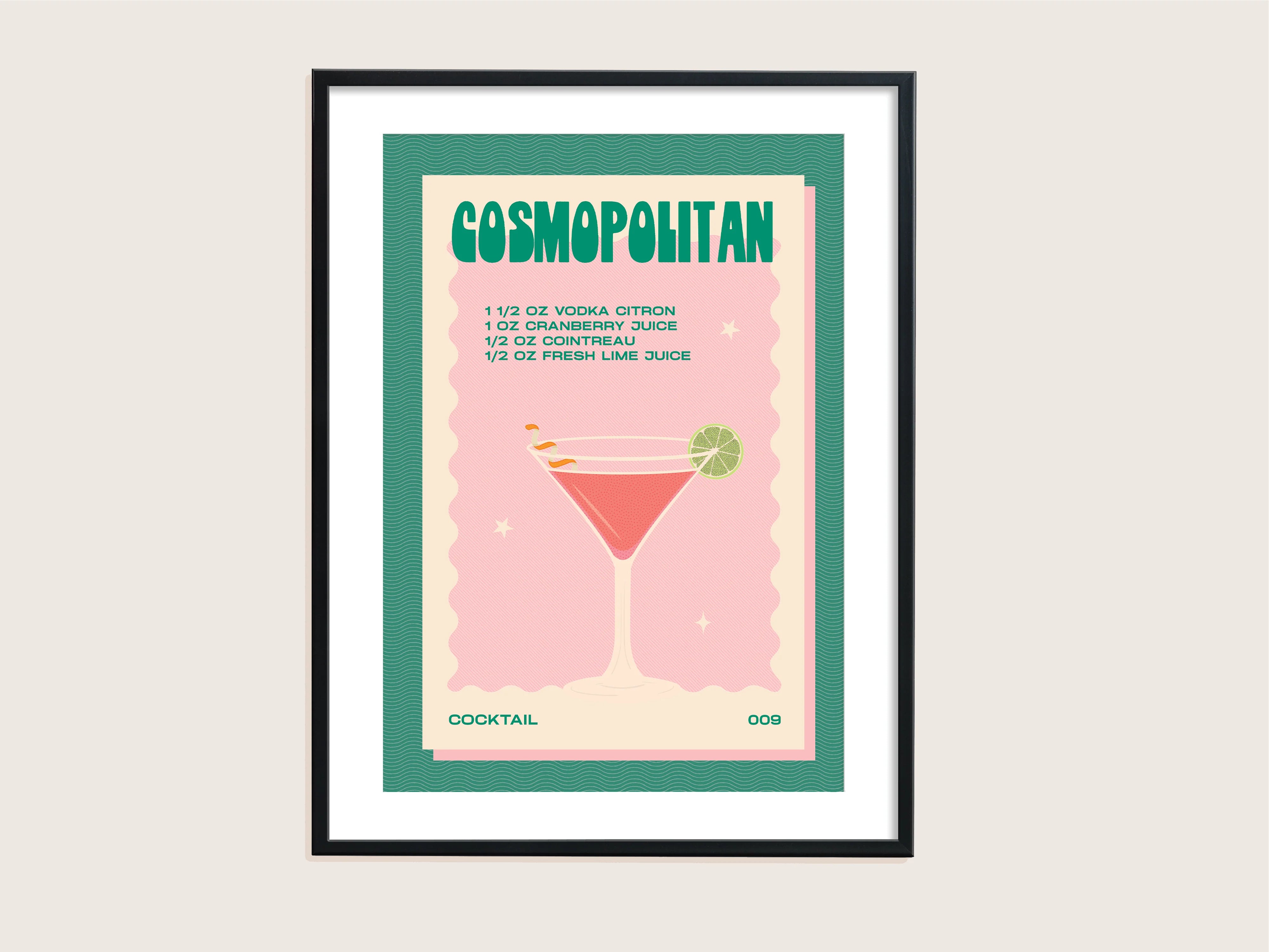 COSMOPOLITAN (GREEN & PINK) A4 | PRINT BY PROPER GOOD