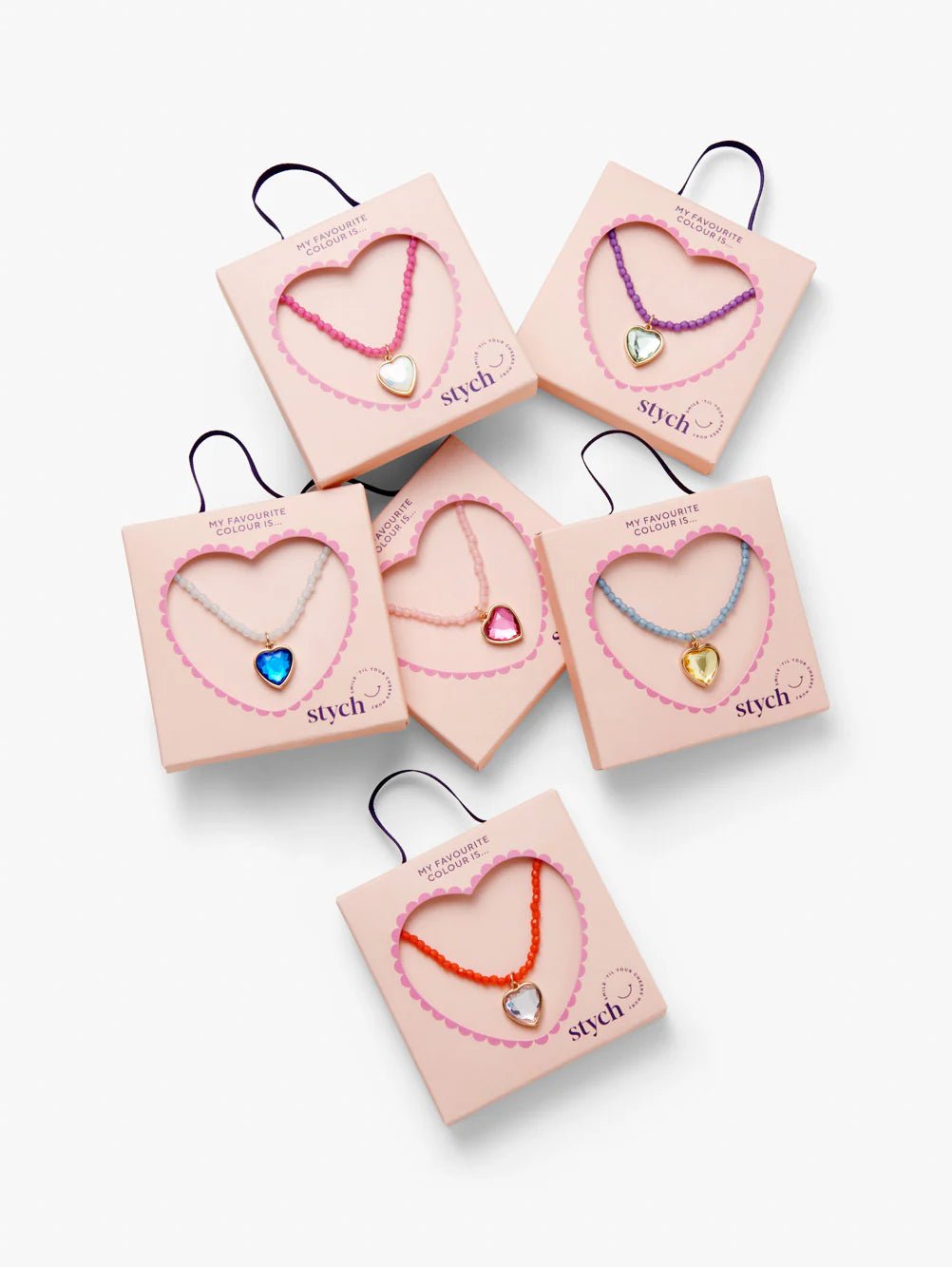 HEART GEM BEADED COLOUR FAVOURITE NECKLACE - OTHERLETTERS