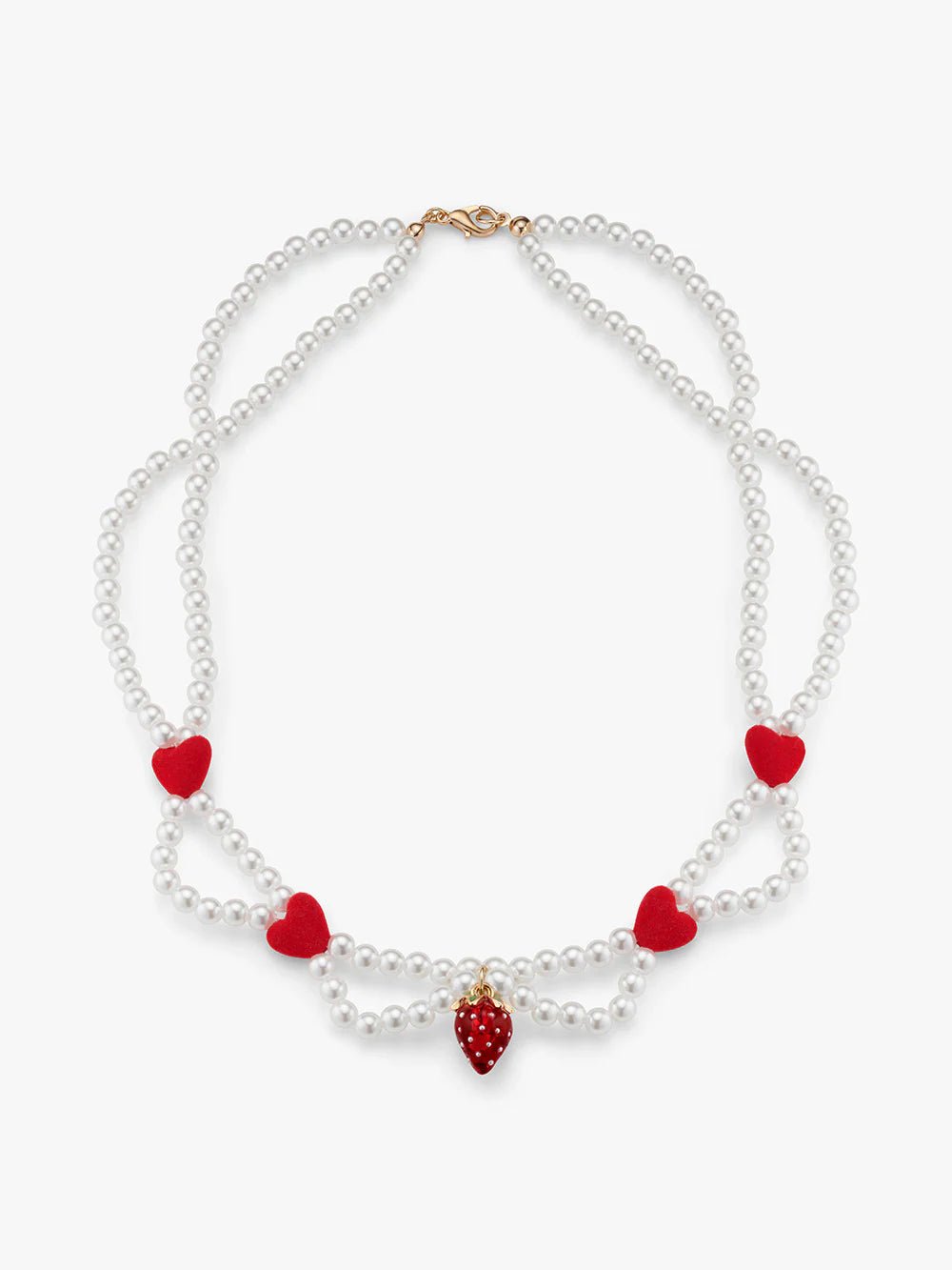 STRAWBERRY PEARL BEADED NECKLACE - OTHERLETTERS