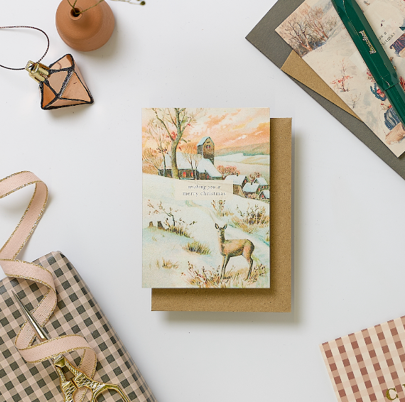 WISHING YOU A VERY MERRY CHRISTMAS (VILLAGE SCENE) | MINI CARD BY KATIE LEAMON