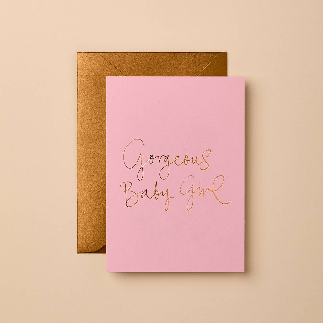 GORGEOUS BABY GIRL (PEONY PINK) GREETING CARD - OTHERLETTERS