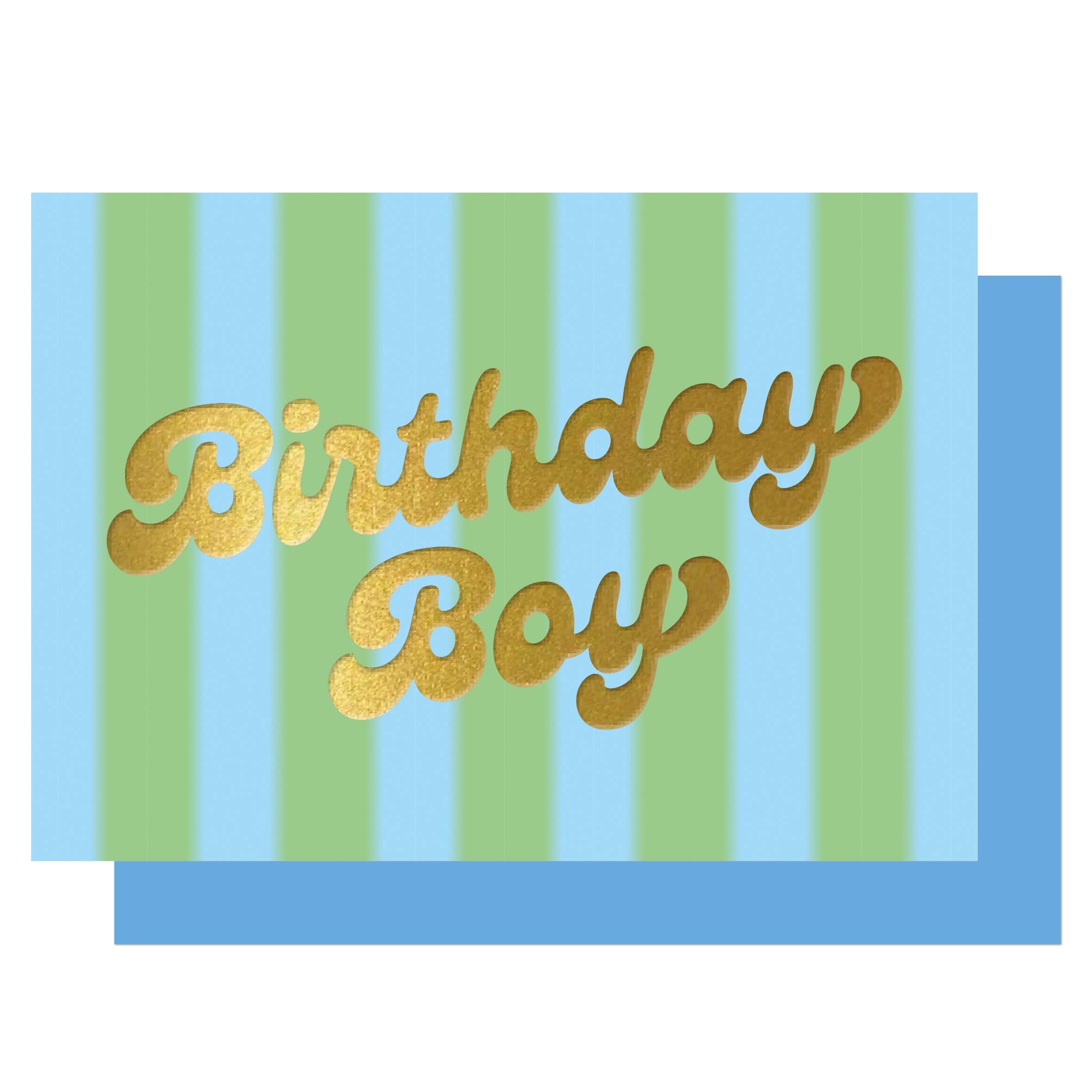 BIRTHDAY BOY BLUE & GREEN STRIPE | CARD BY LUCKY INK - OTHERLETTERS