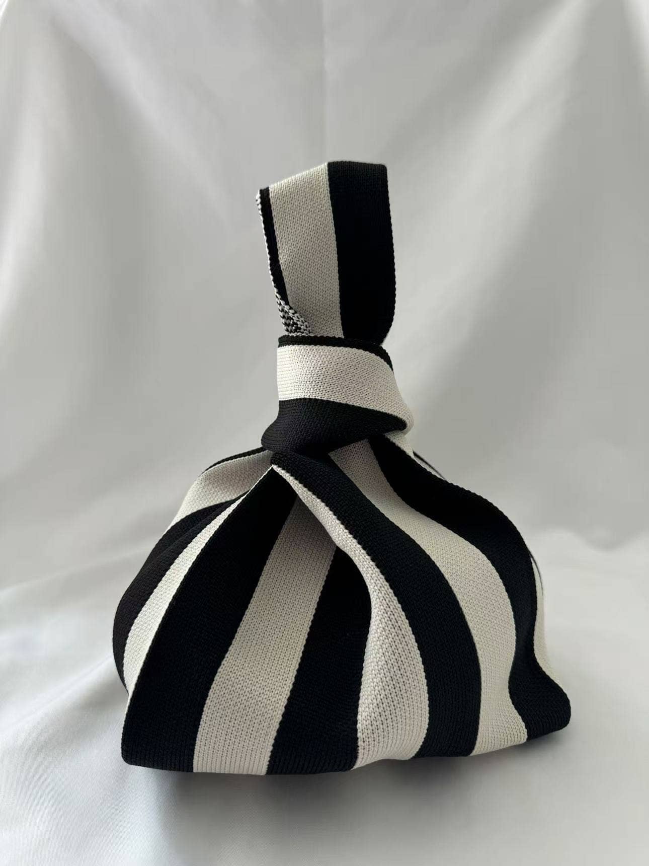 BLACK & BEIGE CLASSIC STRIPE KNITTED BAG| SMALL - OTHERLETTERS