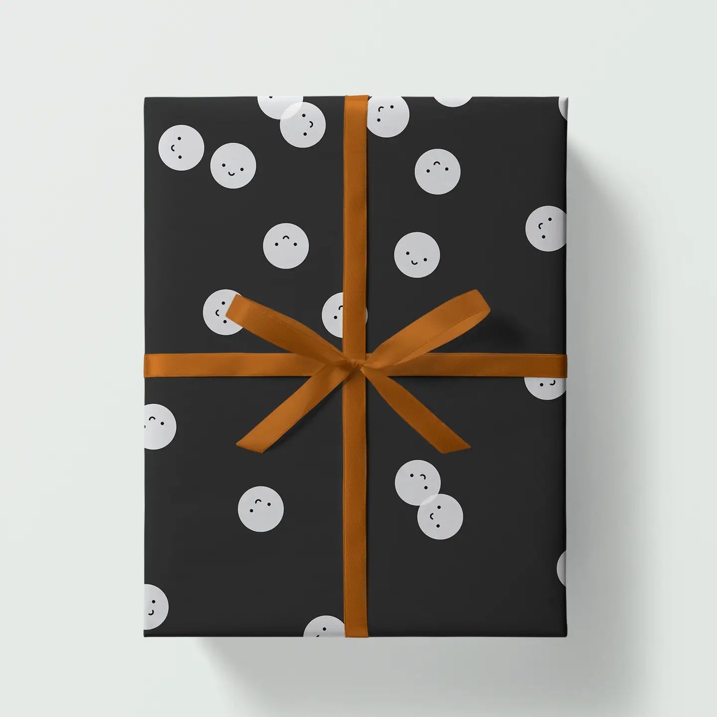 BLACK SMILES FACE GIFT WRAP | 3 SHEETS ROLLED - OTHERLETTERS
