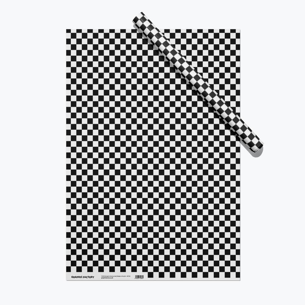 BLACK & WHITE CHECKERED GIFT WRAP | 3 SHEETS ROLLED - OTHERLETTERS