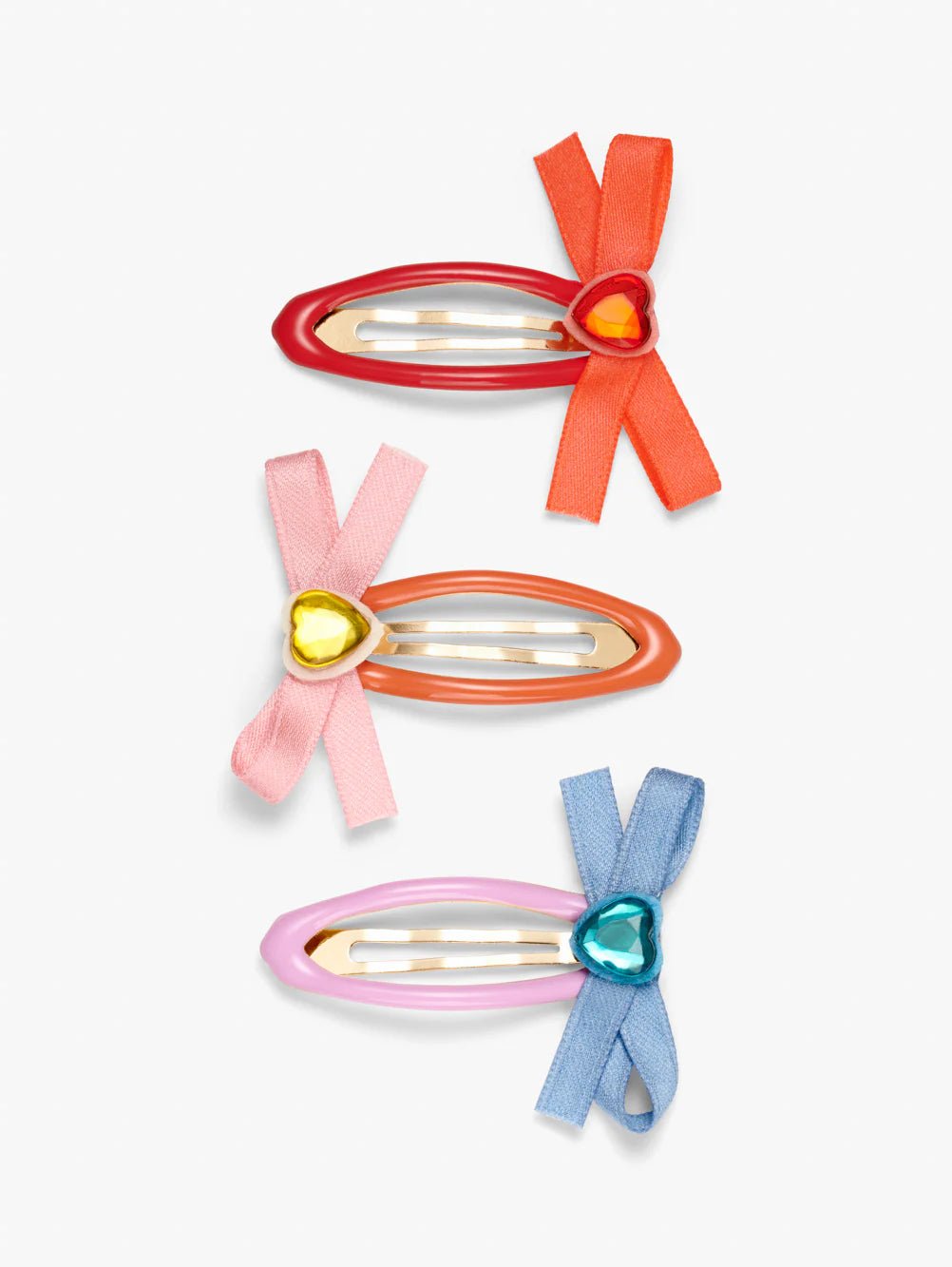 BOW & HEART GEM HAIR CLIPS | SET OF 3 - OTHERLETTERS
