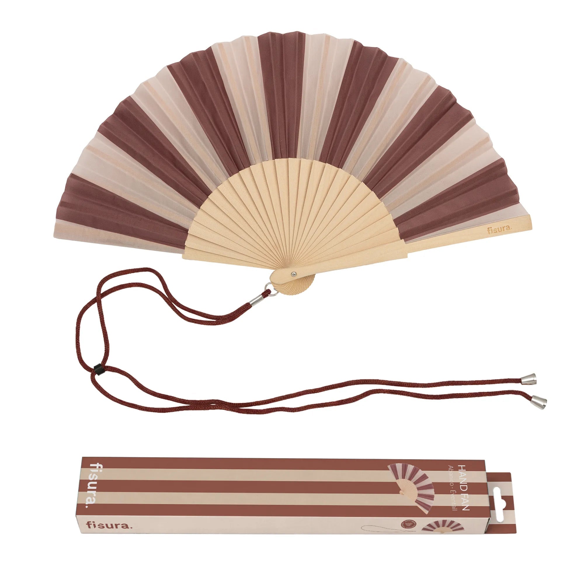BROWN & BEIGE STRIPED HAND FAN - OTHERLETTERS