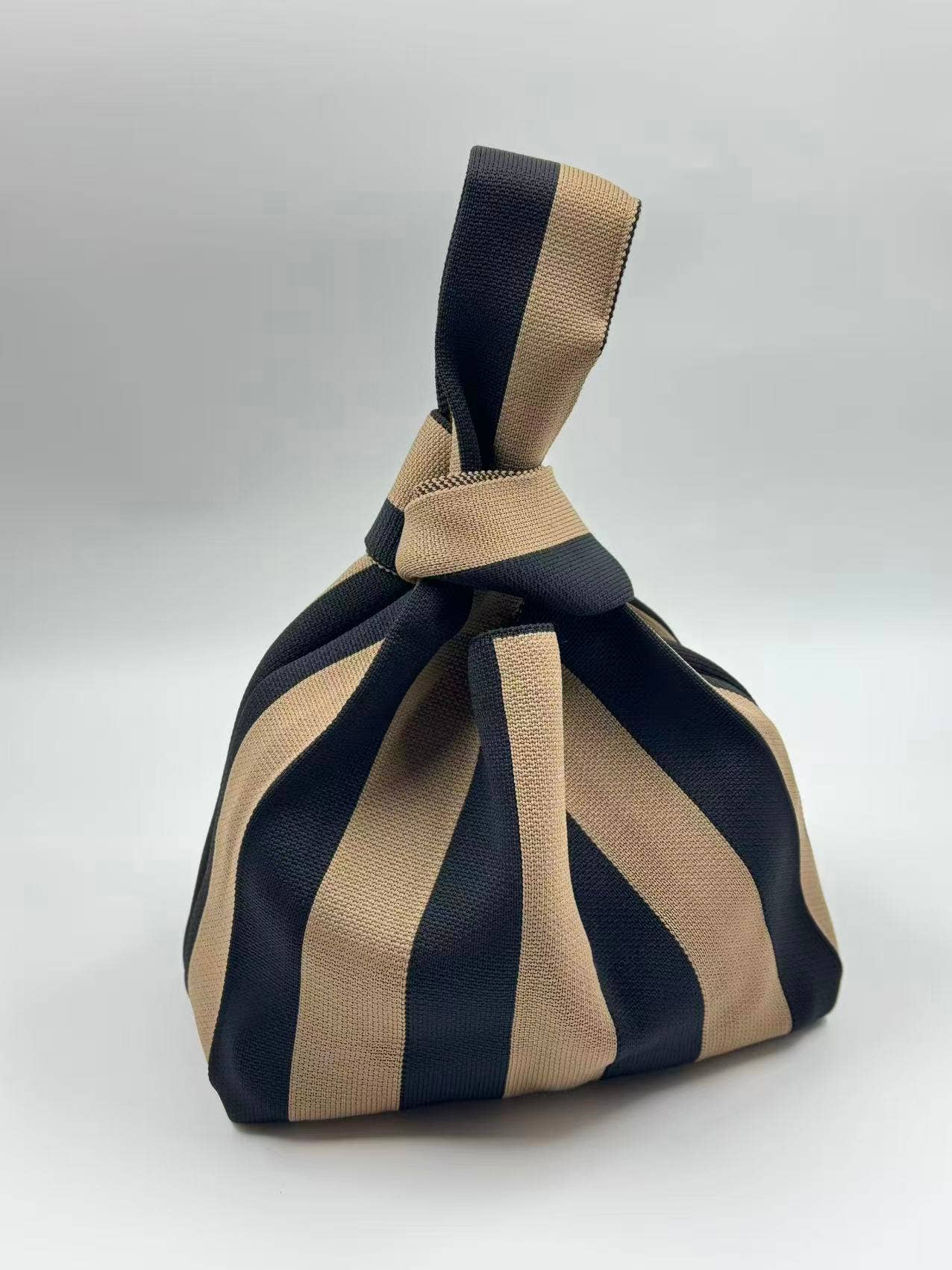 BROWN & BLACK CLASSIC STRIPE KNITTED BAG | SMALL - OTHERLETTERS