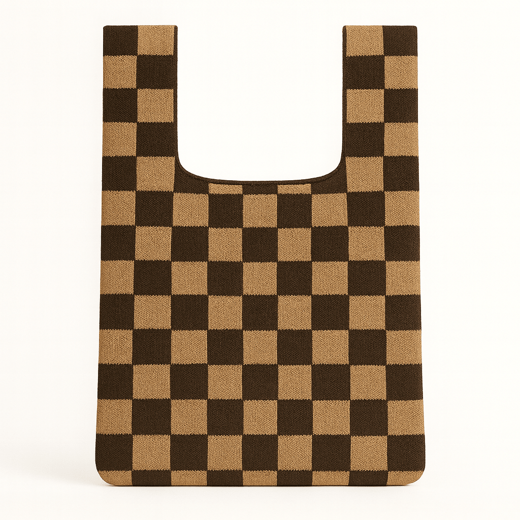 BROWN BOLD CHECKER KNITTED BAG | SMALL - OTHERLETTERS