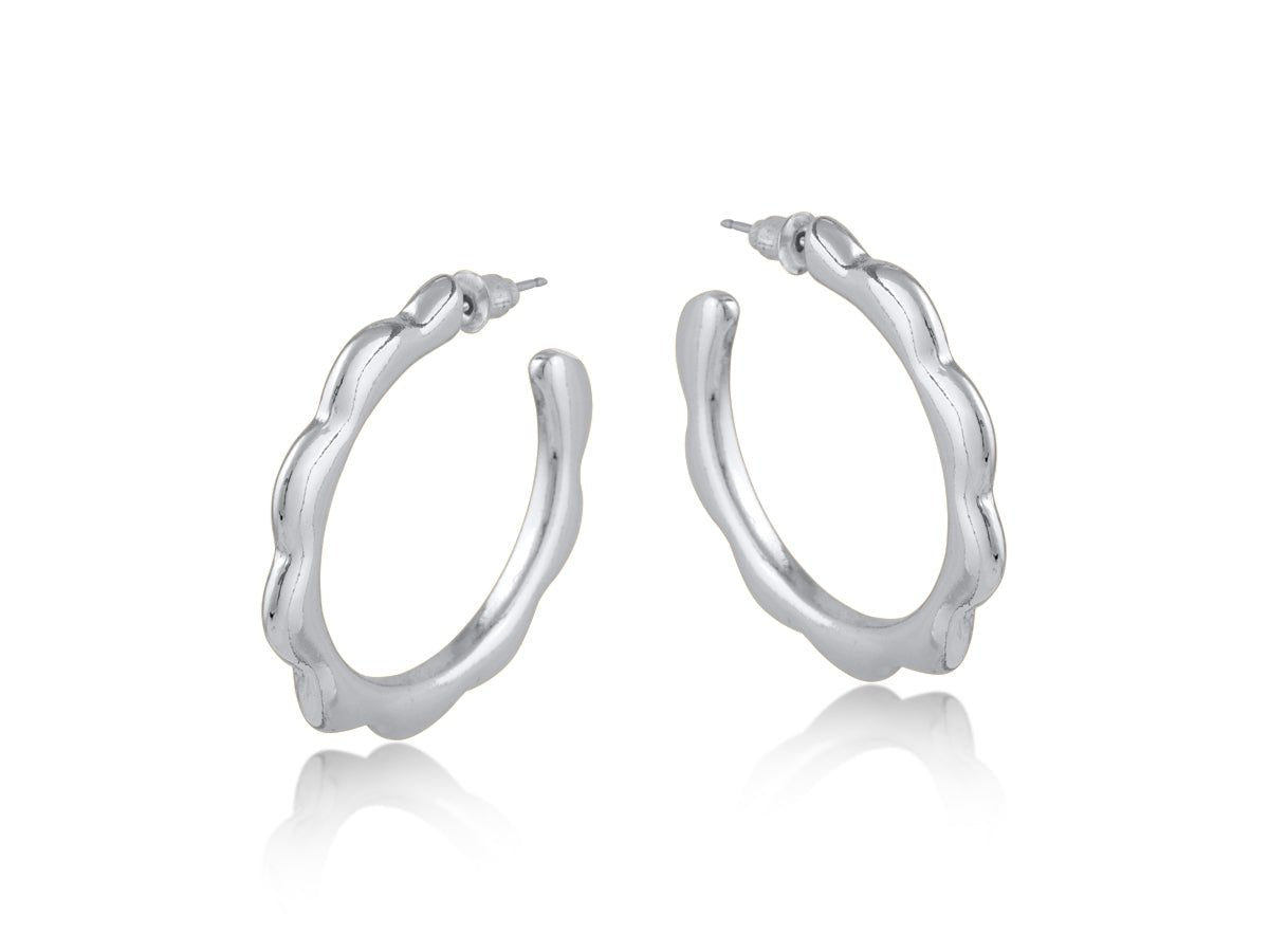 CAMILLE SQUIGGLE LARGE HOOP EARRINGS | SILVER - OTHERLETTERS