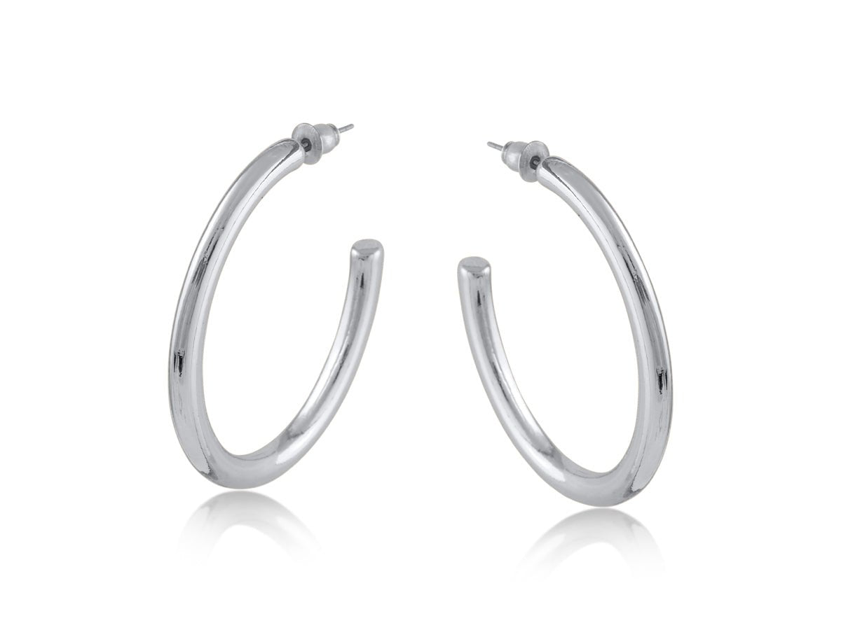CASSANDRA OVAL TUBE HOOP EARRINGS | SILVER - OTHERLETTERS