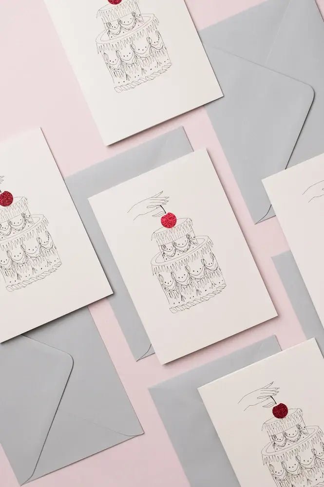 CHERRY ON THE CAKE HAND FINISHED BIRTHDAY | CARD BY KATIE HOUSLEY - OTHERLETTERS