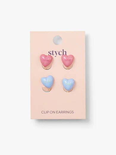 CLIP - ON EARRINGS 2 PAIRS SLOGAN HEARTS - OTHERLETTERS