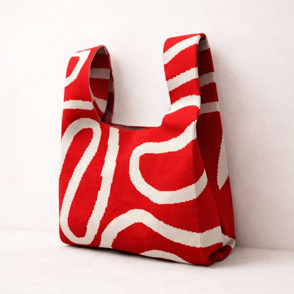 CREAM ABSTRACT FLOW KNITTED BAG | MEDIUM - OTHERLETTERS