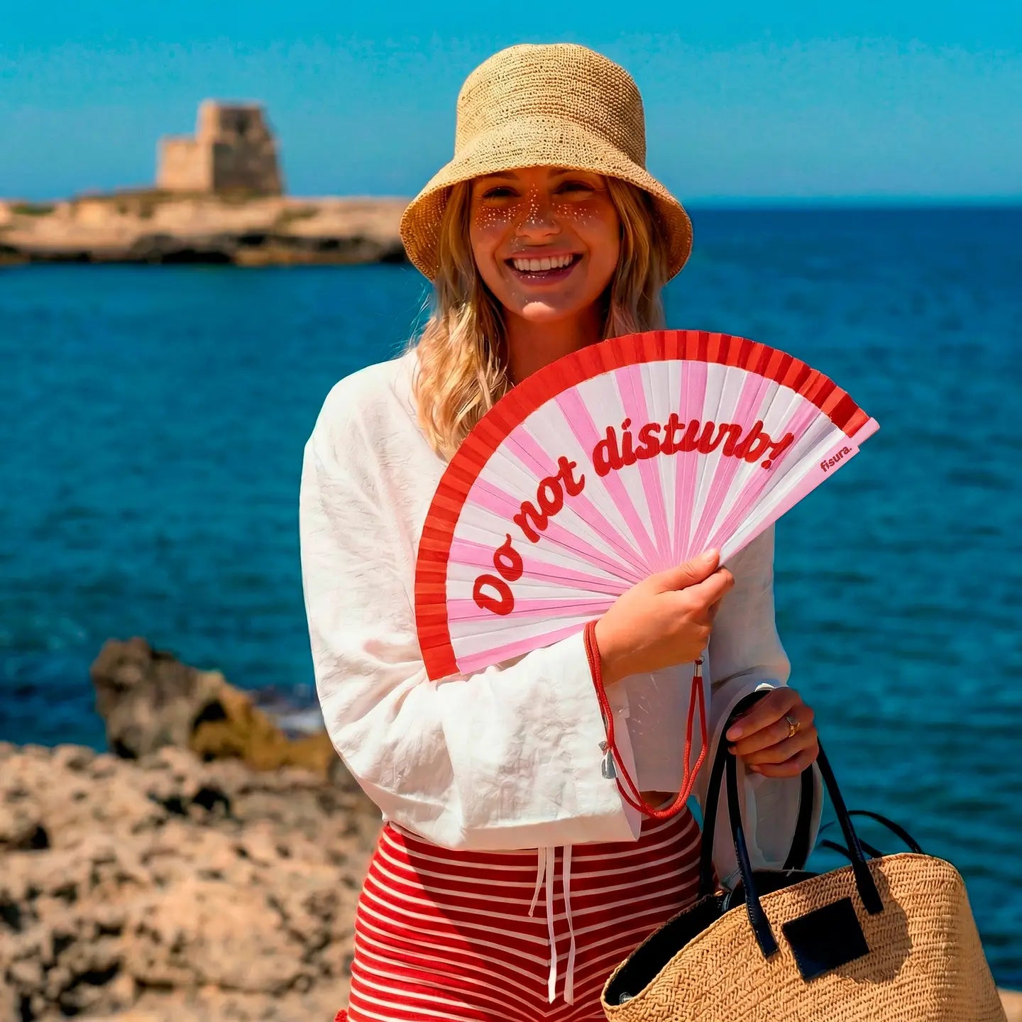 DO NOT DISTURB RED & WHITE HAND FAN
